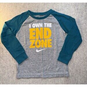 Nike Boys Size 7 Long Sleeve Tshirt Gray And Blue Raglan Sleeve The Nike Tee
